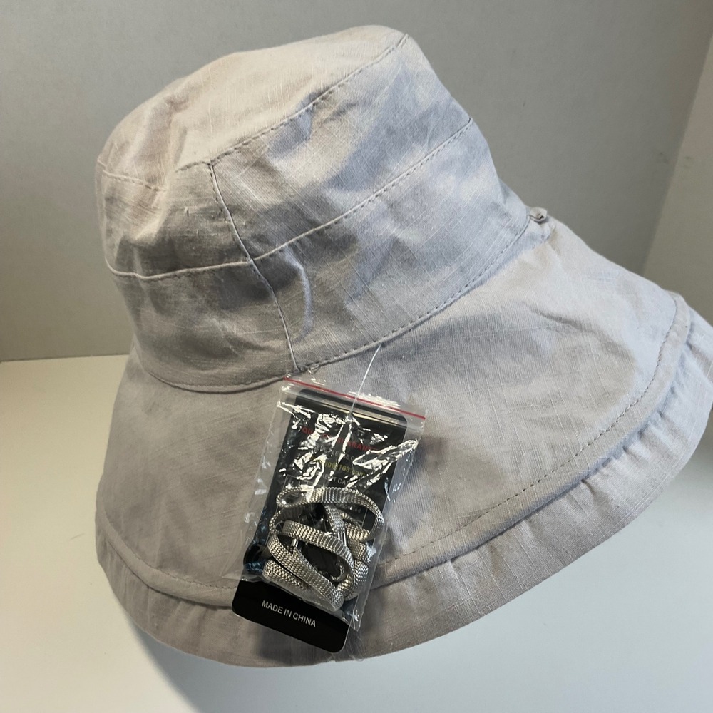 Huanmulan Reversible Bucket Hat Floral Grey White Wide Brim Sun Hat NWT - Picture 4 of 7